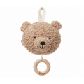 Spieluhr Baby personalisiert mit Namen, Teddybär Biscuit, Holzring graviert, Babygeschenk