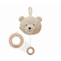 Spieluhr Baby personalisiert mit Namen, Teddybär Natur, Holzring graviert, Babygeschenk