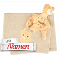 Sterntaler Baby Geschenkset Löwe Leo mit Namen bestickt, Schmusetuch + Handtuch