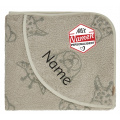 Sterntaler Kapuzenhandtuch mit Namen bestickt – Löwe Leo – 100x100 cm, Baby & Kinder Badetuch personalisiert, Steingrau