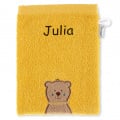 Sterntaler Waschhandschuh Bär Ben bestickt, personalisierbar, Geschenk zur Geburt, 21x15 cm, Gelb