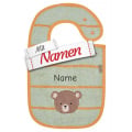 Sterntaler Lätzchen Bär Bo mit Namen bestickt, Druckknopf, 38 x 26 cm Mintgrün