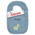 Sterntaler Lätzchen Dino Rexi mit Namen bestickt, Druckknopf, 38 x 26 cm Blau