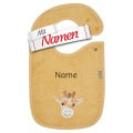 Sterntaler Lätzchen Giraffe Kaya mit Namen bestickt, Druckknopf, 38 x 26 cm Ocker