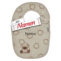 Sterntaler Lätzchen Hund Lucky mit Namen bestickt, Druckknopf, 38 x 26 cm Ecru