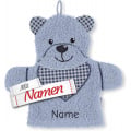 Sterntaler Spiel-Waschhandschuh Bär Baylee Blau, bestickt