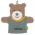 Sterntaler Spiel-Waschhandschuh Bär Ben, mit Namen bestickt, personalisierbar, für Baby & Kinder, Geschenk zur Geburt oder Taufe