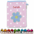 Sterntaler Waschhandschuh Blume Katharina, mit Namen bestickt, Rosa, personalisiert mit Wunschname, Geschenk zur Geburt oder Taufe