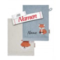 Sterntaler Waschlappen 2er Set Fuchs Filou mit Namen bestickt, Geschenk zur Geburt