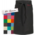 Personalisierte Bistroschürze, Bestickter Vorbinder, Schwarz 60x80 cm