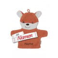 Waschlappen mit Namen bestickt Fuchs Filou in Rost-Orange von Sterntaler