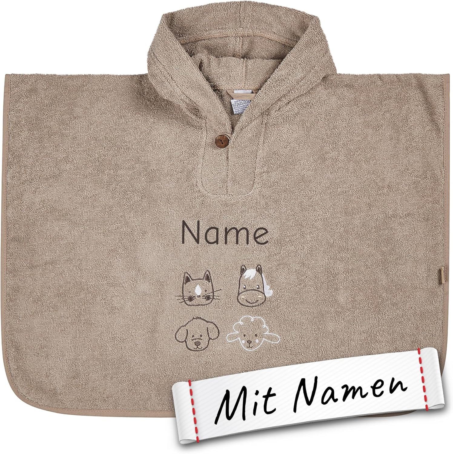 Sterntaler Bauernhof Poncho mit Namen bestickt - Personalisiertes Geschenk für Junge & Mädchen zur Geburt